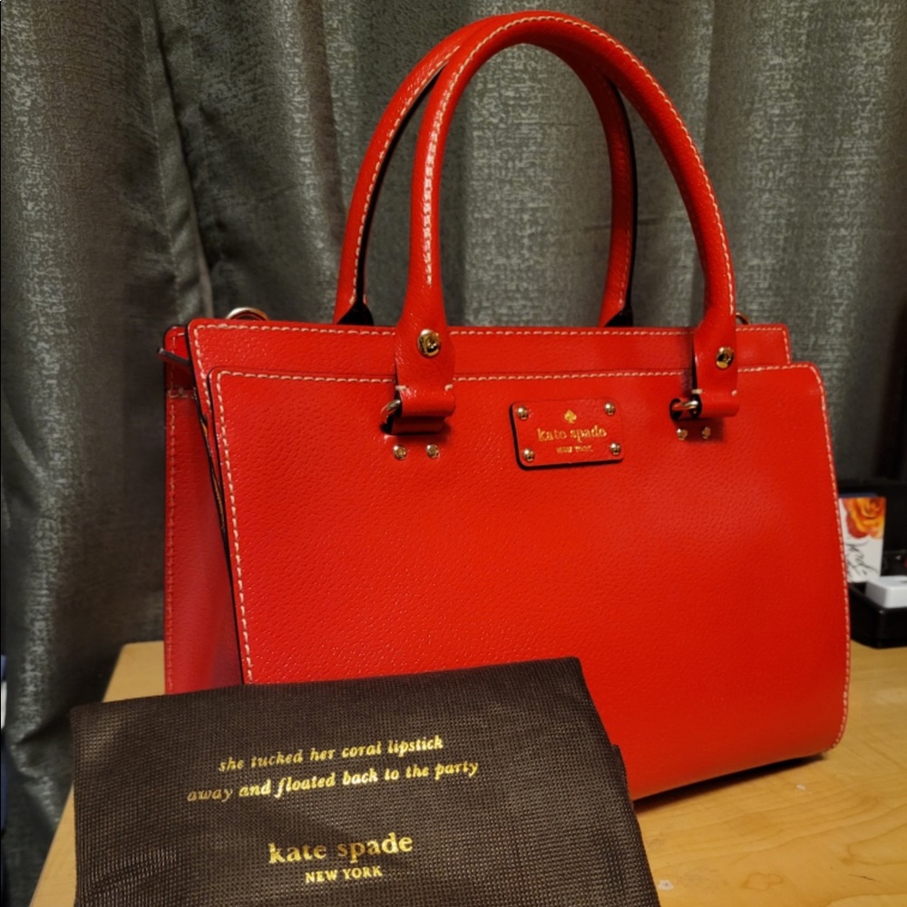 Red Kate Spade Wellesley Durham Leather Satchel